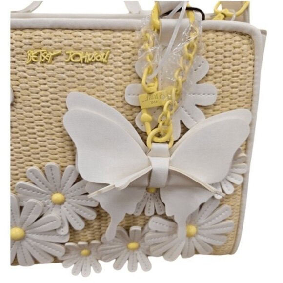 NEW Betsey Johnson Alfie Flowers Butterflies Satchel/Crossbody Whimsical Bag - Picture 3 of 8